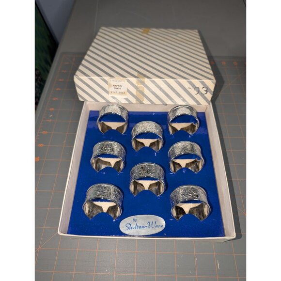 Vintage Silver Paisley Swirl Napkin Rings Set By Shelton Ware Dinner Party - Picture 1 of 15